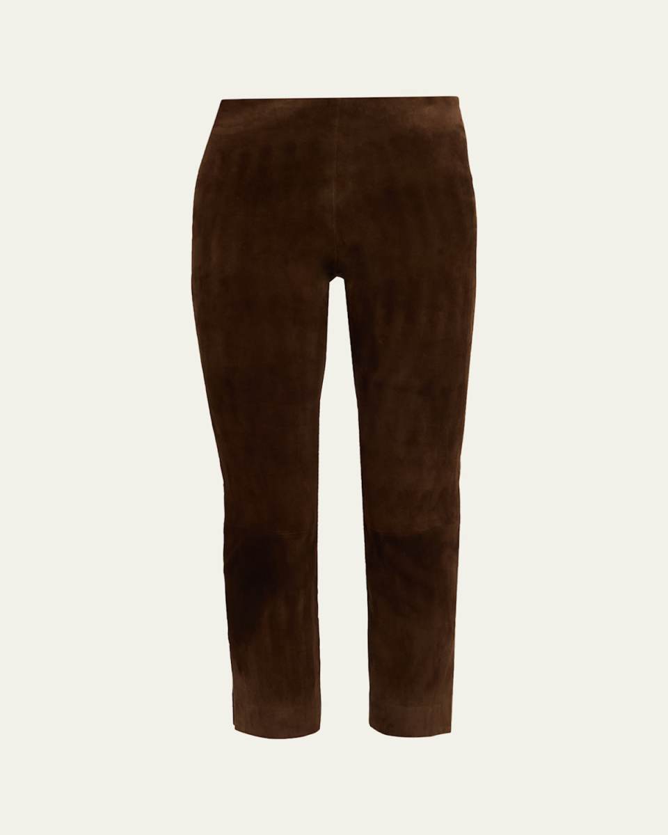 Suede Split-Hem Cropped Pant